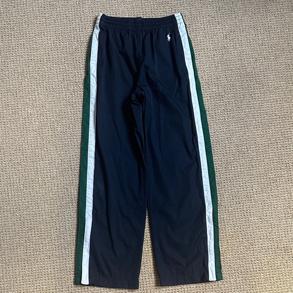 Ralph Lauren Kids Navy Athletic Pants with Green and White Stripes - Picture 1 of 5